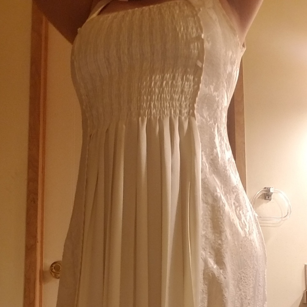 Lace up, off white gothic dress brocade size M